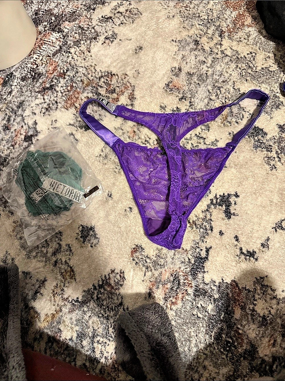 Victoria's Secret Very Sexy Shine Strap Lace Thong Panty green